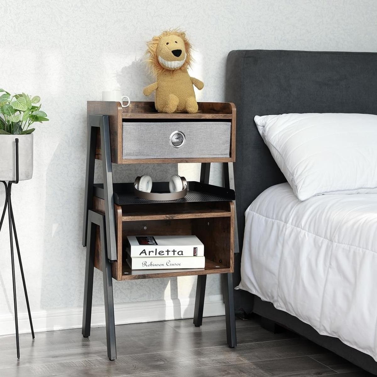 Parya Home - Nachttisch - Vintage - 35x42cm - Dunkelbraun
