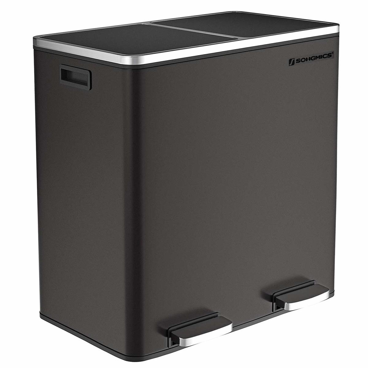 Songmics - Prullenbak 2 Emmers - Zwart Songmics - Prullenbak 2 Emmers - Zwart
