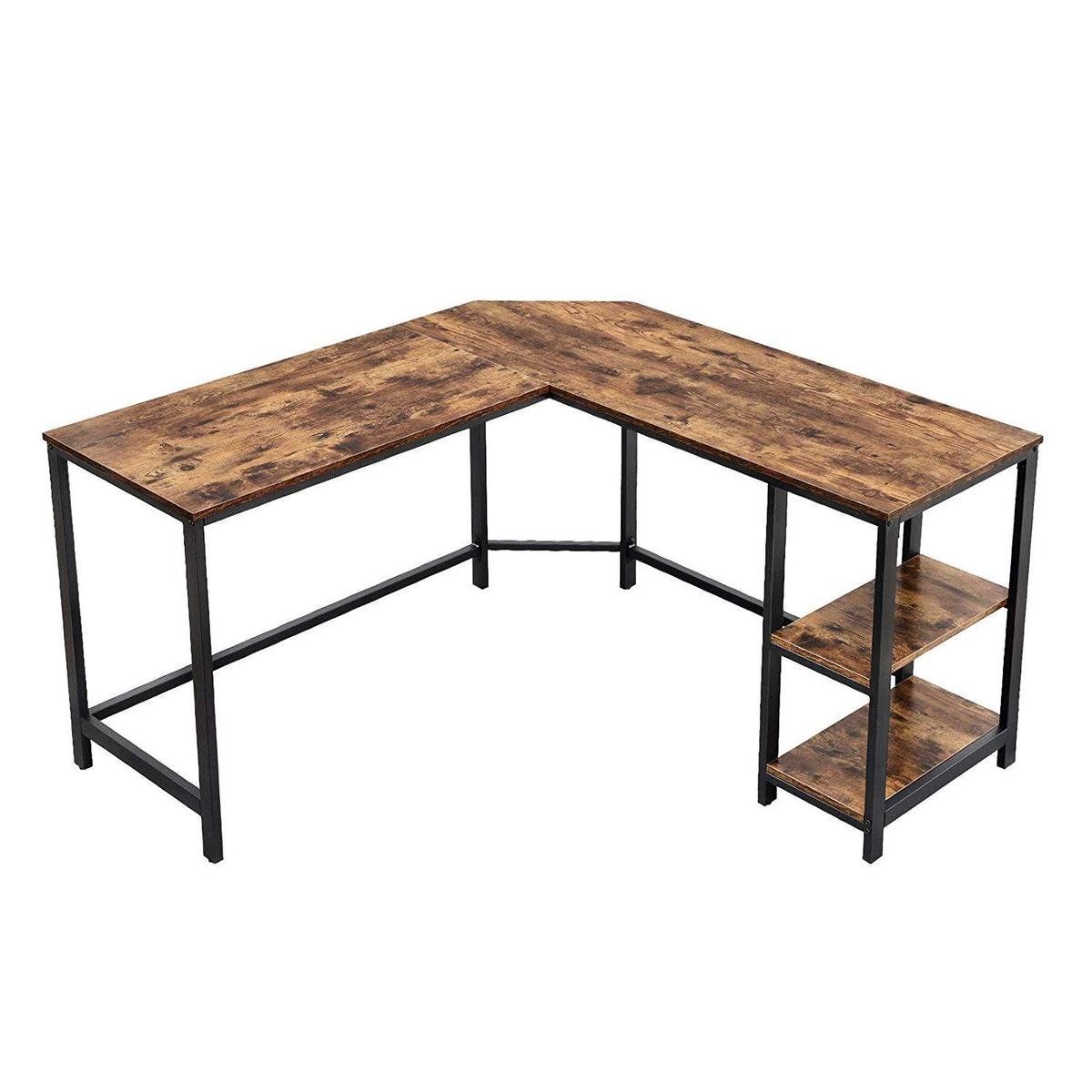 Parya Home - Industrieller Eckschreibtisch - L-Form - MDF / Metall