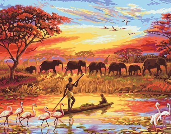 Schilderen op Nummer - Voor Volwassenen - Afrikaans landschap Schilderen op Nummer - Voor Volwassenen - Afrikaans landschap