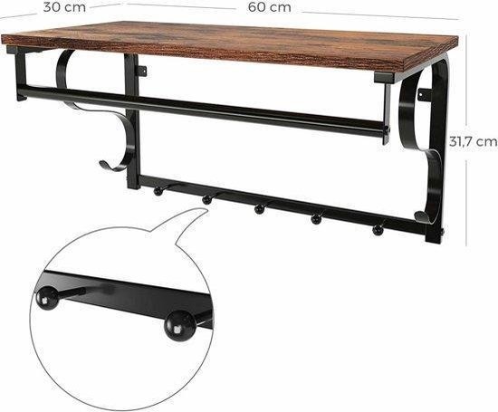 Parya Home - Kleiderständer - 5 Haken - Metall/Holz - Dunkelbraun