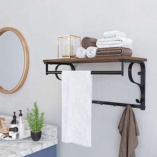 Parya Home - Kleiderständer - 5 Haken - Metall/Holz - Dunkelbraun