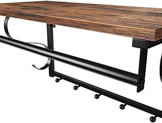 Parya Home - Kleiderständer - 5 Haken - Metall/Holz - Dunkelbraun