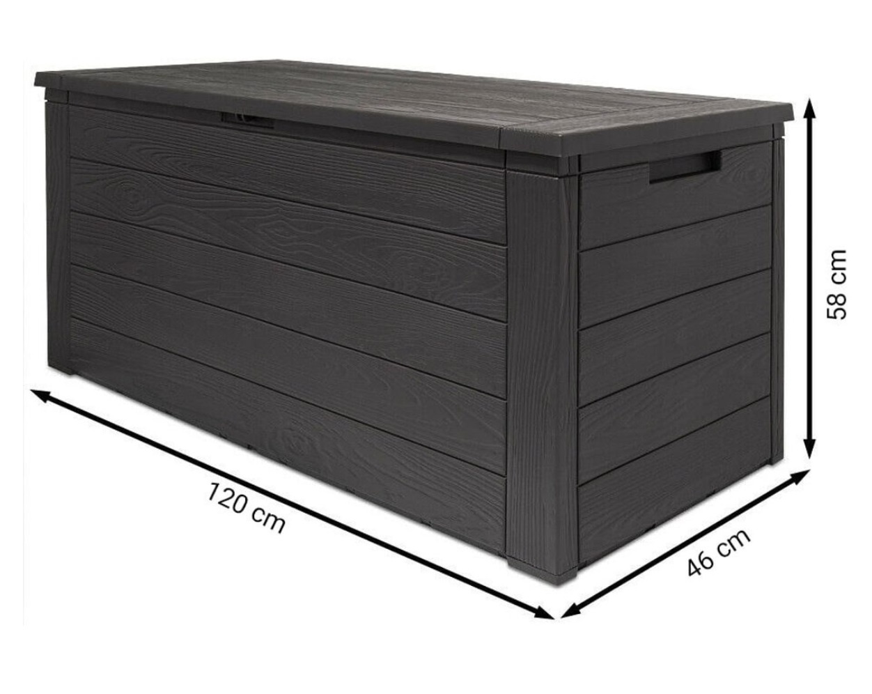 Gartenbox in Holzoptik - Aufbewahrungsbox - 300 Liter - Schwarz