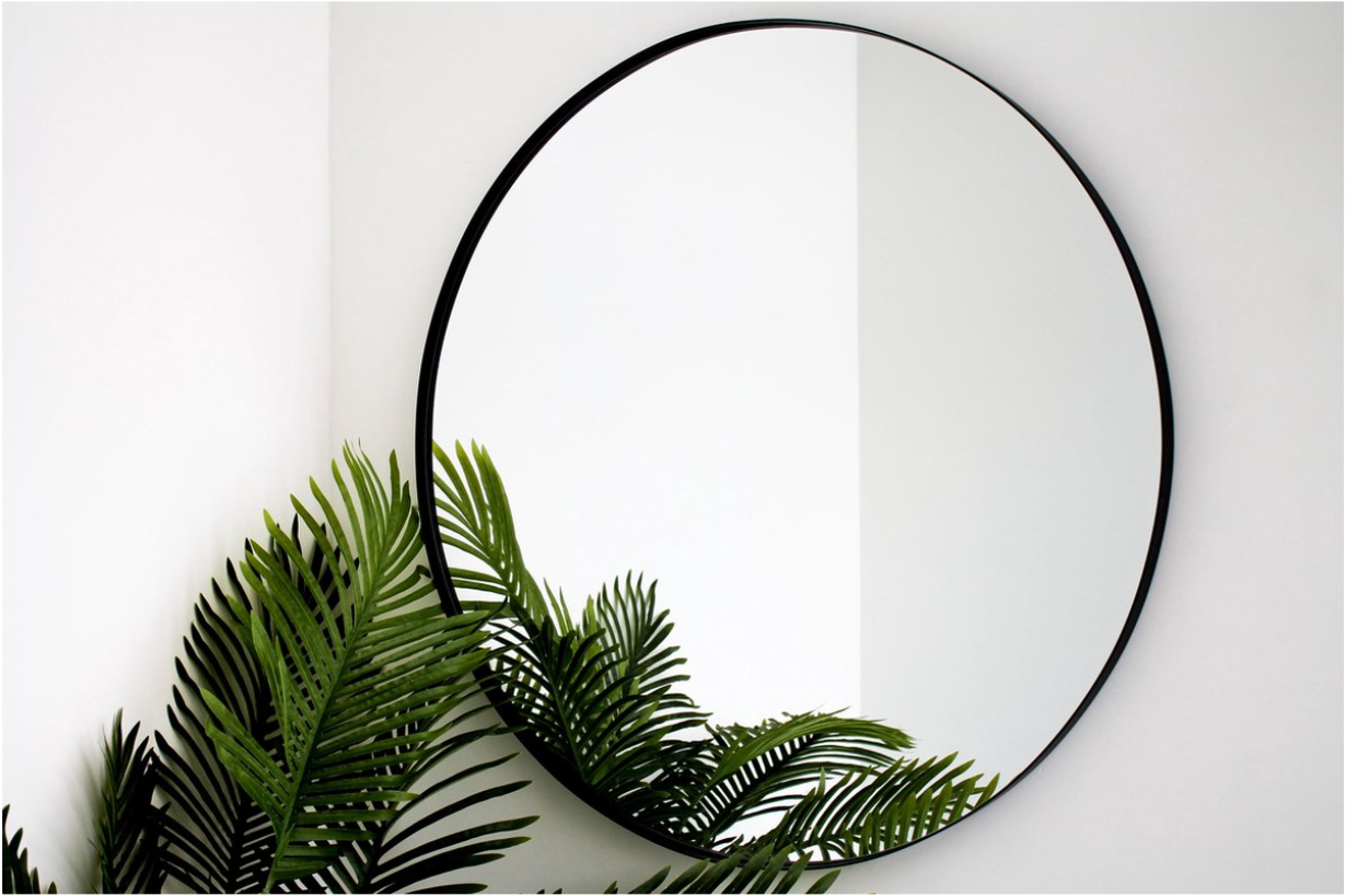 Housevitamin - Runder Metallspiegel - Schwarz - 80cm⌀