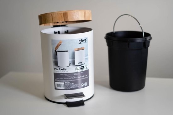 5Five - White Pedal bin - 3 Liter - White