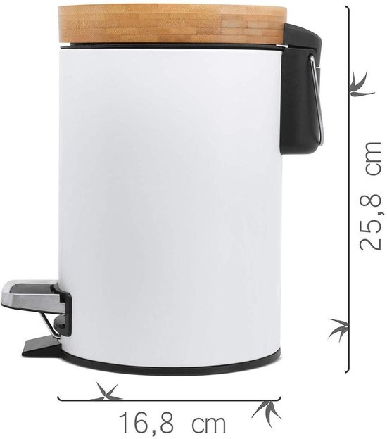 5Five - White Pedal bin - 3 Liter - White