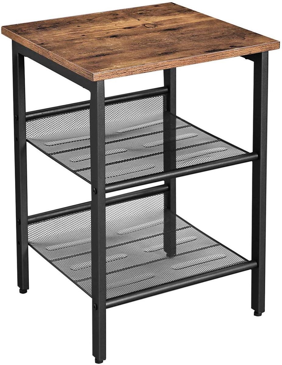 Parya Home - Bijzettafel - Hout&Metaal - 40x40cm - Bruin