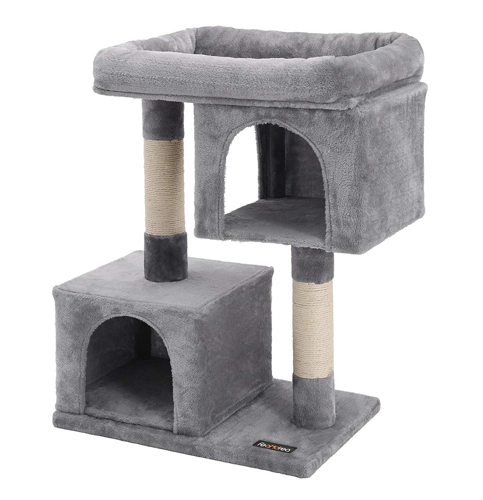 Parya Pets - Kattenboom - Krabpaal - 2 Pluche Condos - Grijs