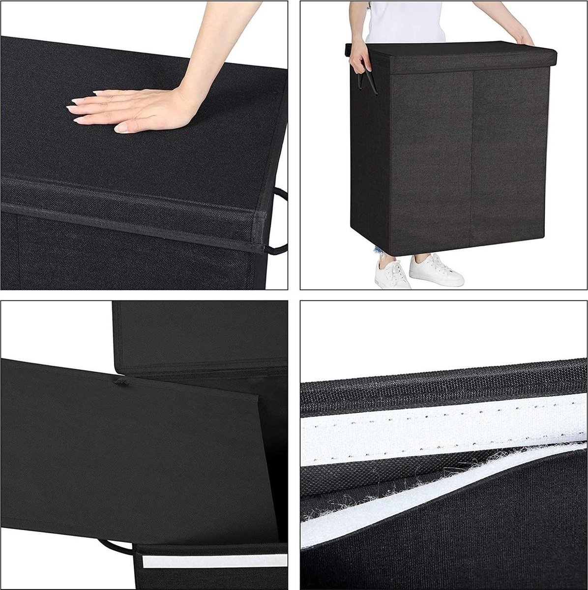 Parya Home - Wasmand - Stof - 142 Liter - Zwart