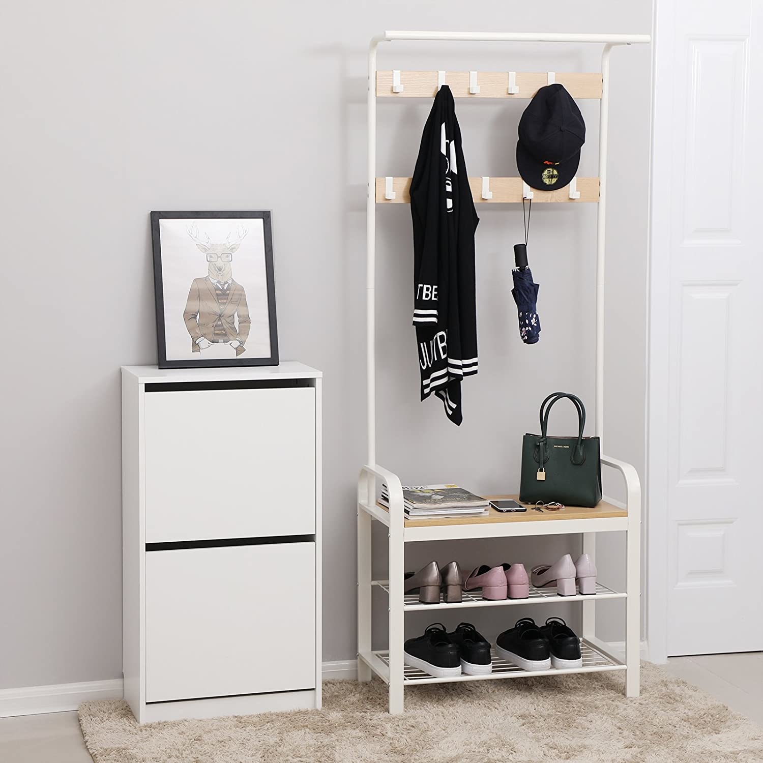 Parya Home - Clothes Rack - Coat and shoe rack - 9 Hooks