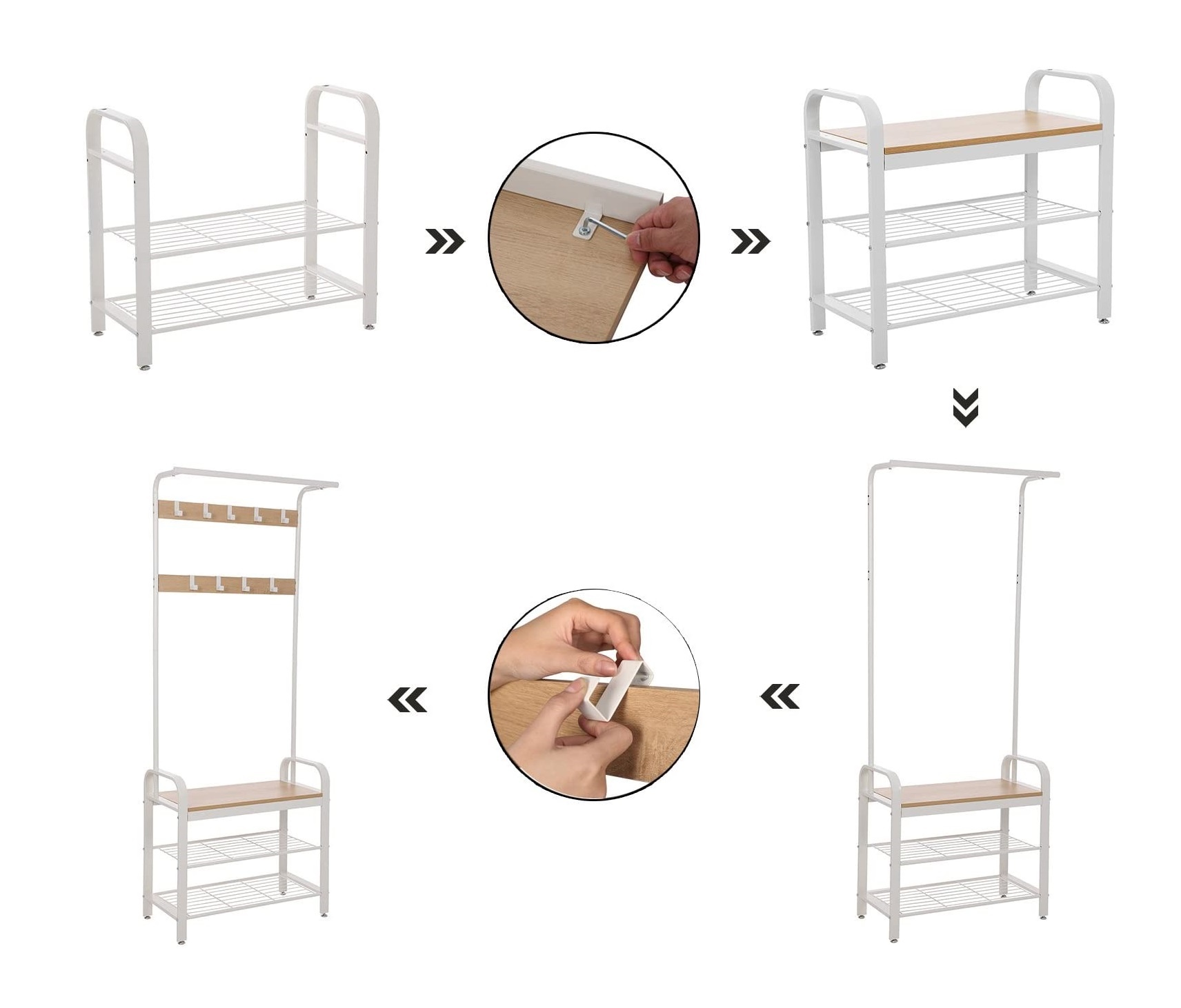 Parya Home - Clothes Rack - Coat and shoe rack - 9 Hooks
