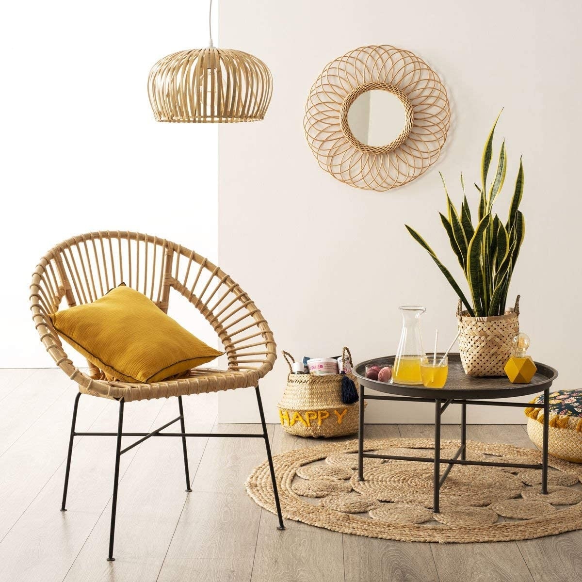 Atmosphera - Wandspiegel - Rattan - Beige - Ø58 cm