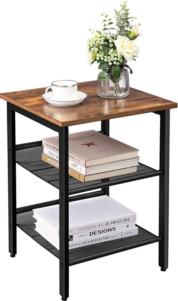 Parya Home - Bijzettafel - Hout&Metaal - 40x40cm - Bruin