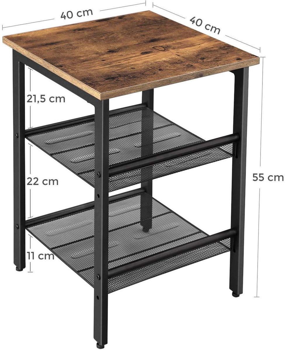 Parya Home - Bijzettafel - Hout&Metaal - 40x40cm - Bruin