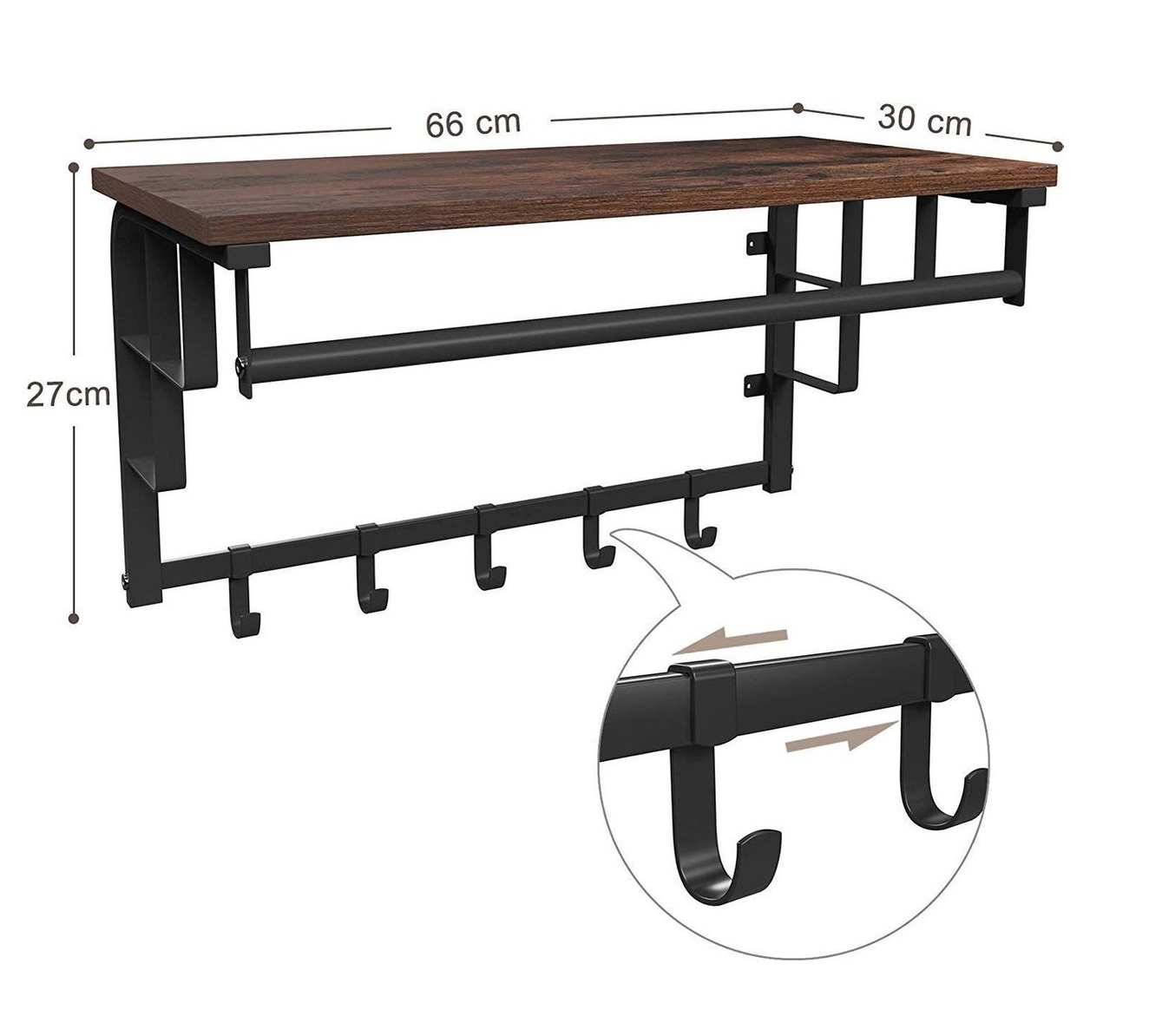 Parya Home - Kapstok Met Hoedenplank - Vintage - Bruin
