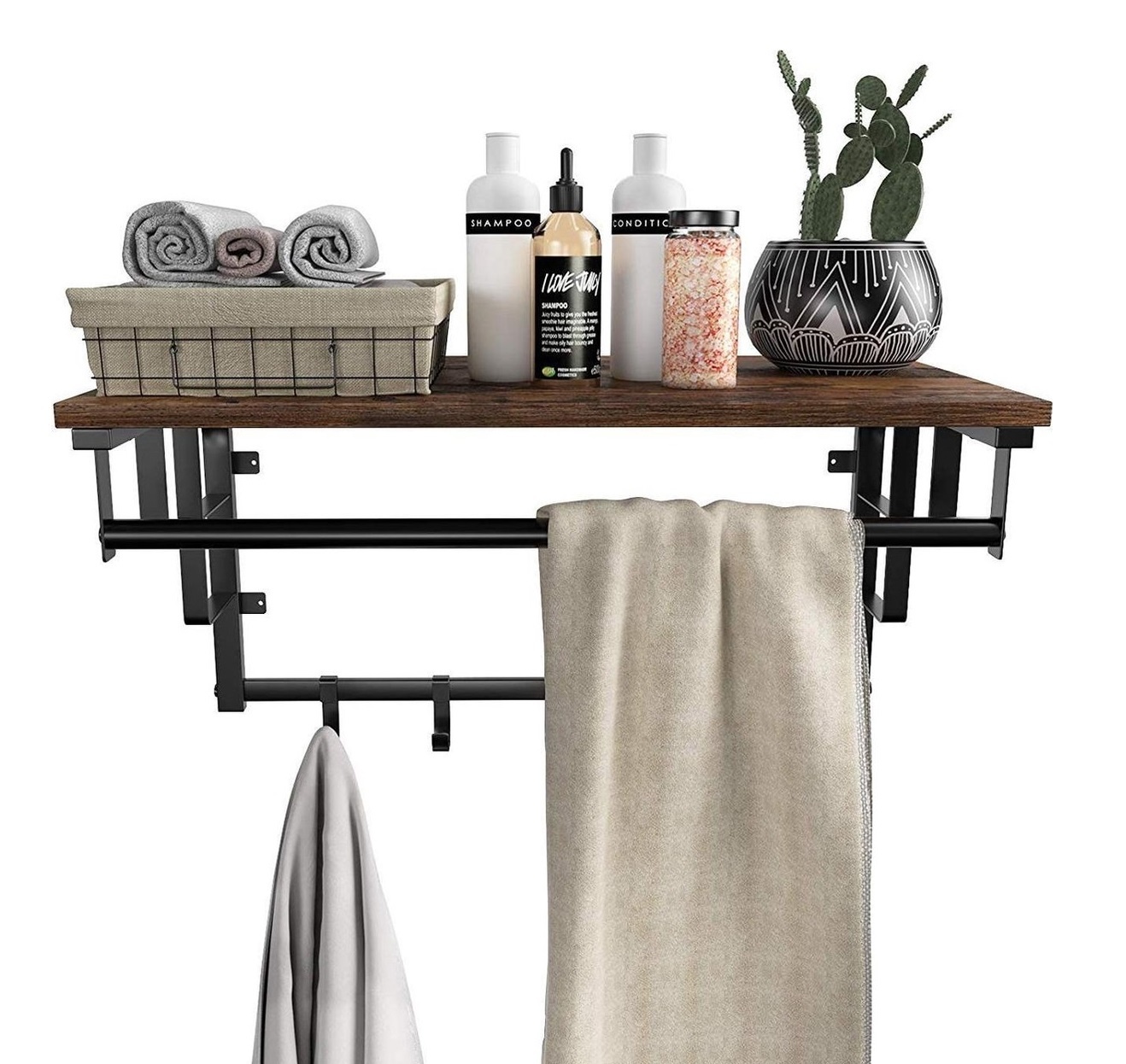 Parya Home - Kapstok Met Hoedenplank - Vintage - Bruin