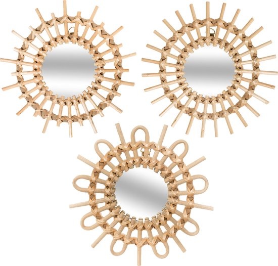 Atmosphera - Round Mirror - Rattan - Set Of 3