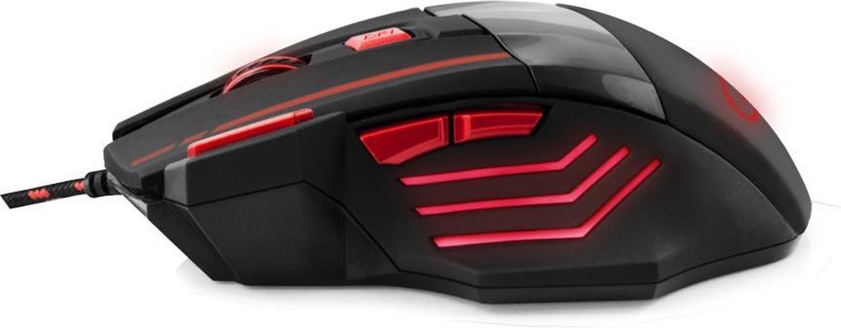 Optische USB Game Muis 7D Wolf met LED - max DPI 2400 - Rood
