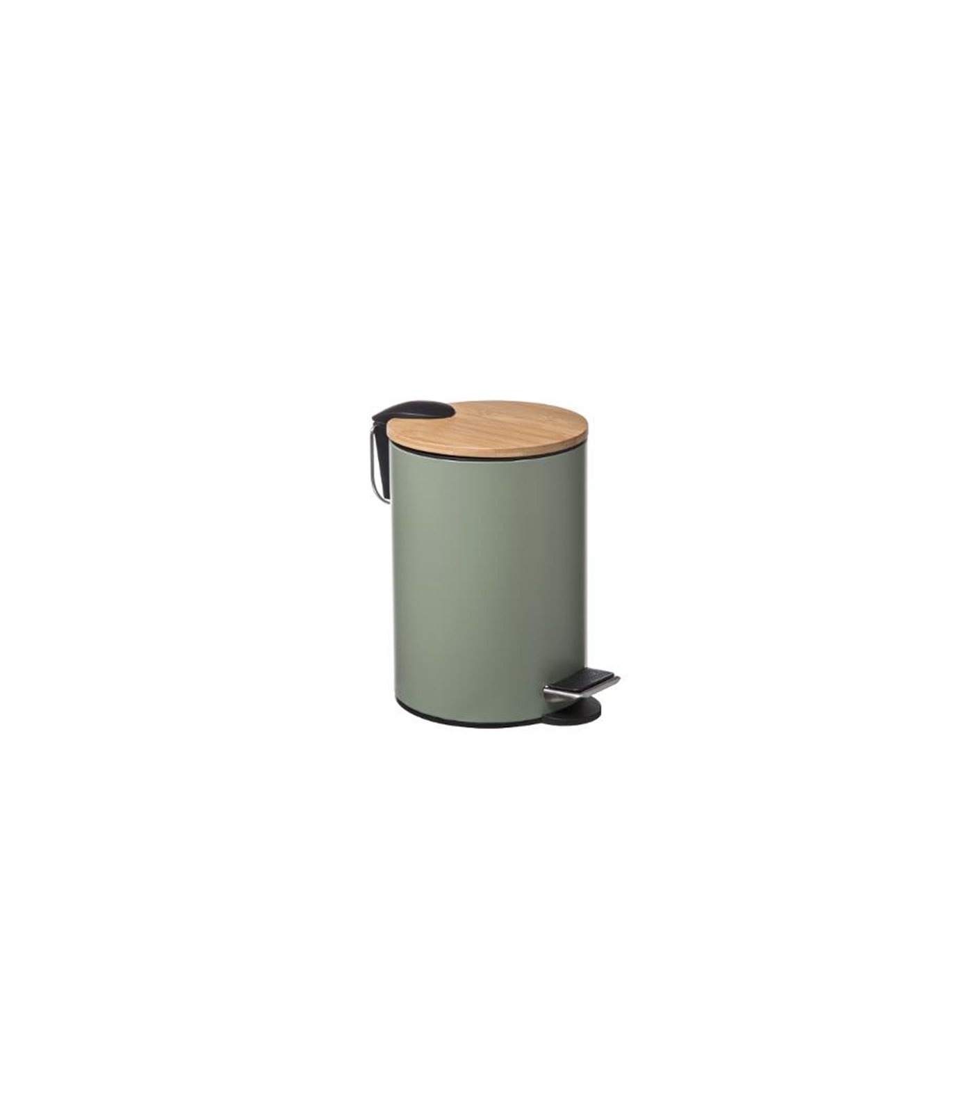 5Five - Pedaalemmer - 3 Liter - Metaal / Bamboe - Kaki