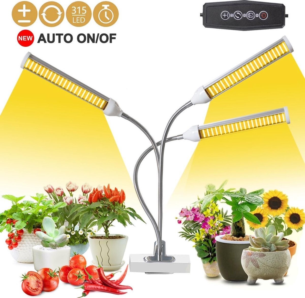 Groeilamp - Kweeklamp - Met 3 Lampen - Flexibel Groeilamp - Kweeklamp - Met 3 Lampen - Flexibel
