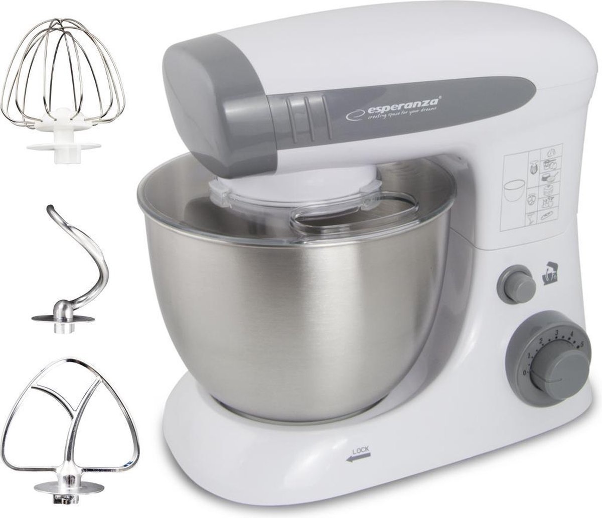 Esperanza - Stationaire mixer - Keukenmachine - Robot Planetary 800 - wit Esperanza - Stationaire mixer - Keukenmachine - Robot Planetary 800 - wit
