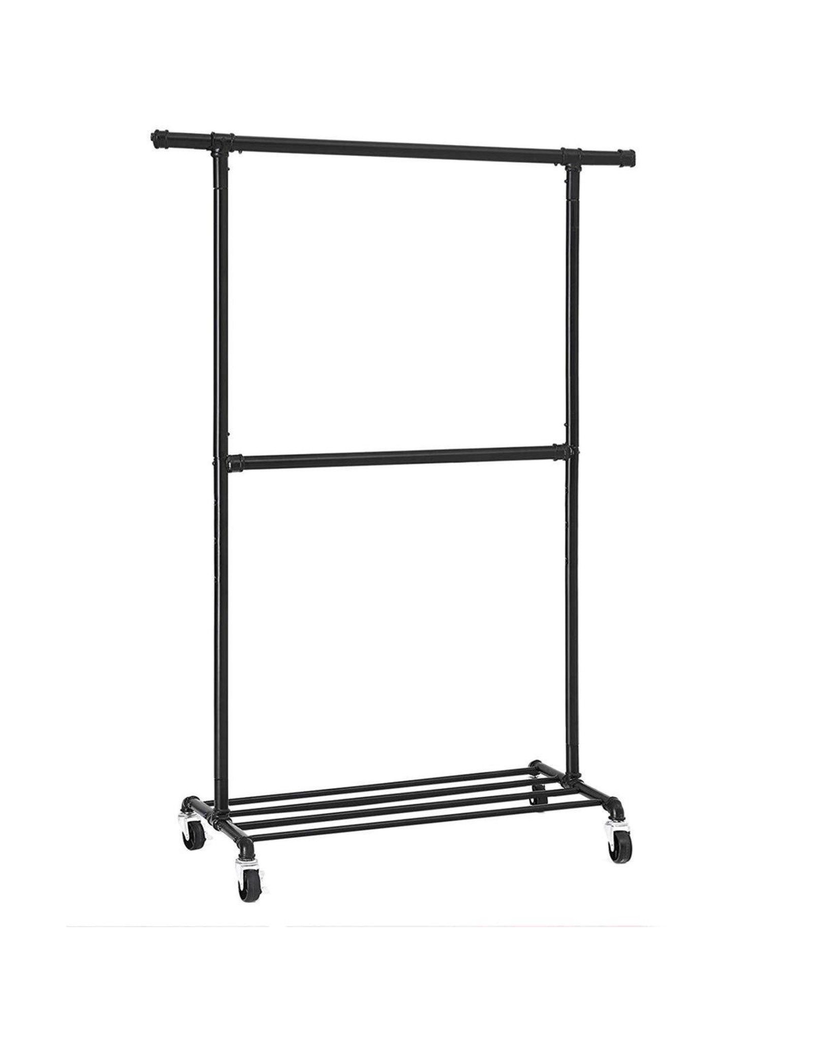 Parya Home Parya Home - Metal clothes rack on wheels - 2 Rods and Carrying Rack