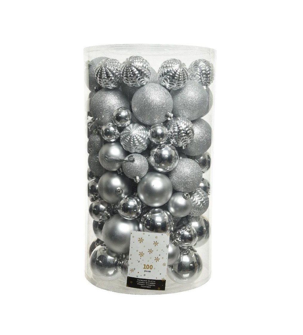 Parya Home– Kerstballen Set – 100 Stuks - Zilver Parya Home– Kerstballen Set – 100 Stuks - Zilver