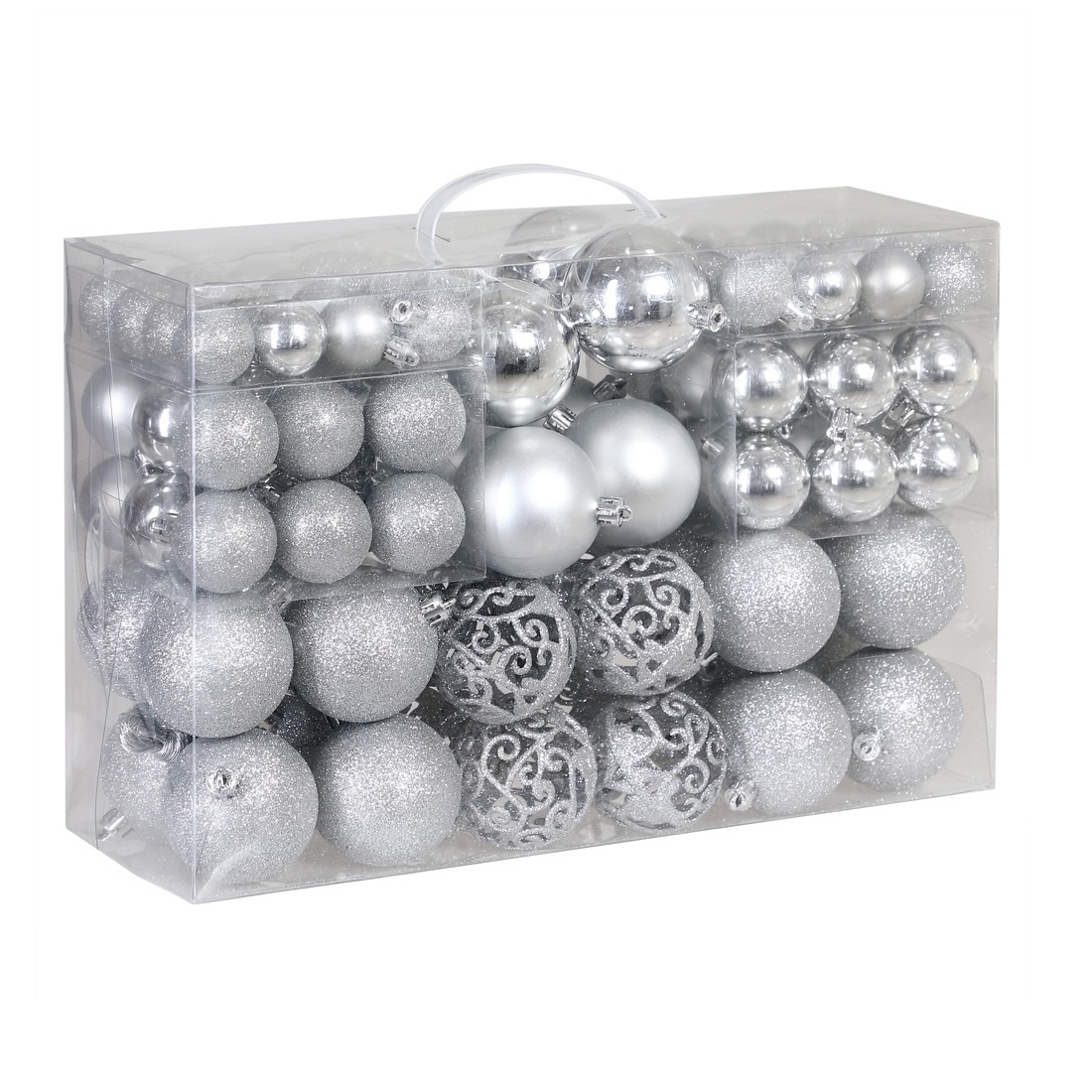 Deuba Kerstballen - Kerstboomversiering - Kerstboom decoratie - Zilver 100 St - Deuba Kerstballen - Kerstboomversiering - Kerstboom decoratie - Zilver 100 St -