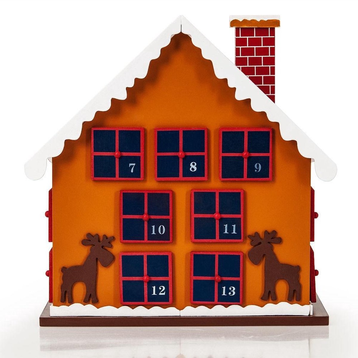 Advent Calendar - Winter House - 29x21x32 cm - Red - Wood