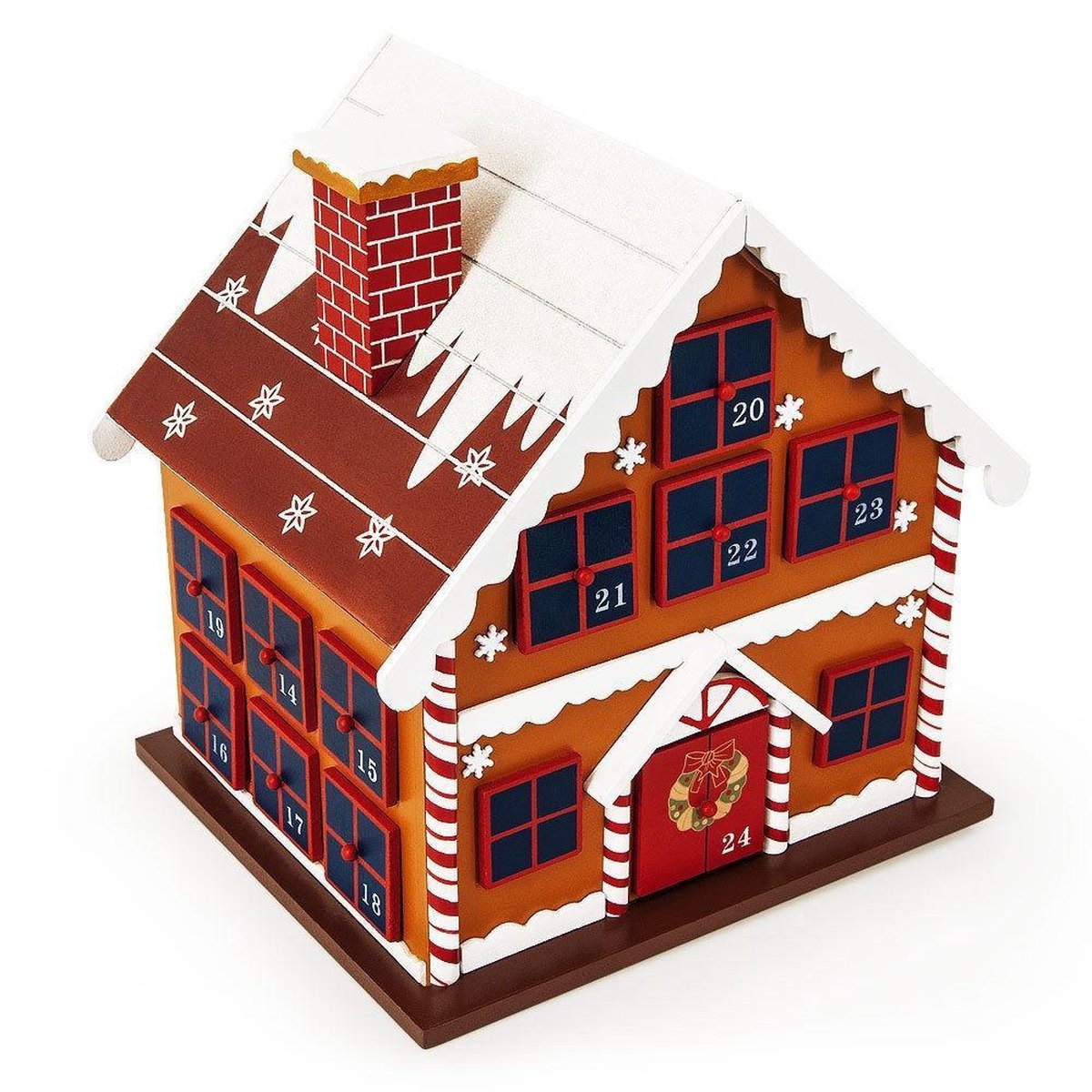 Advent Calendar - Winter House - 29x21x32 cm - Red - Wood