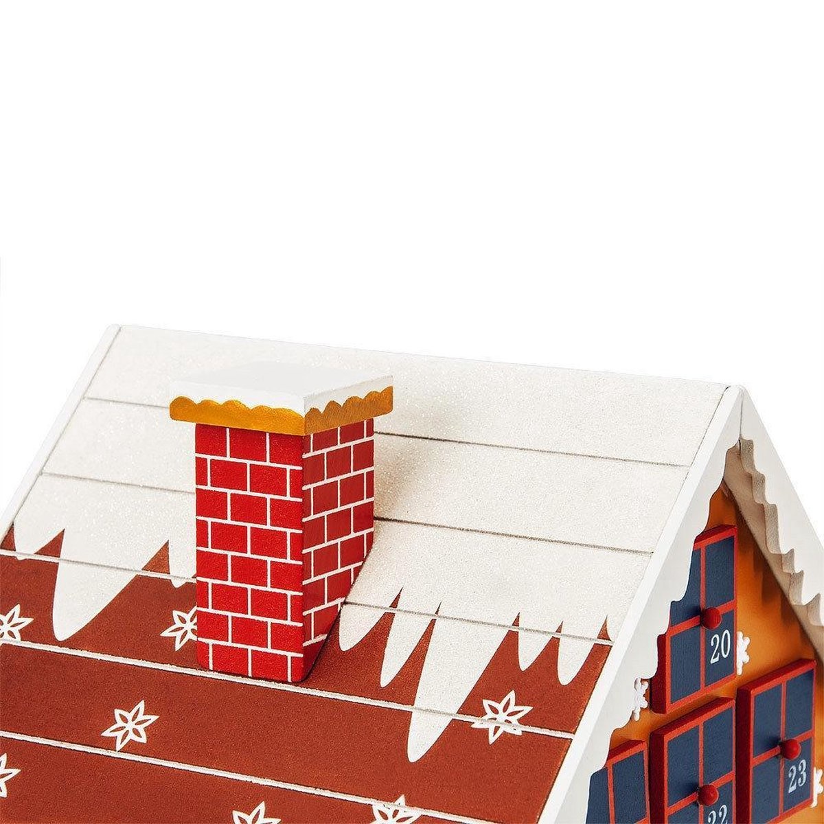 Advent Calendar - Winter House - 29x21x32 cm - Red - Wood