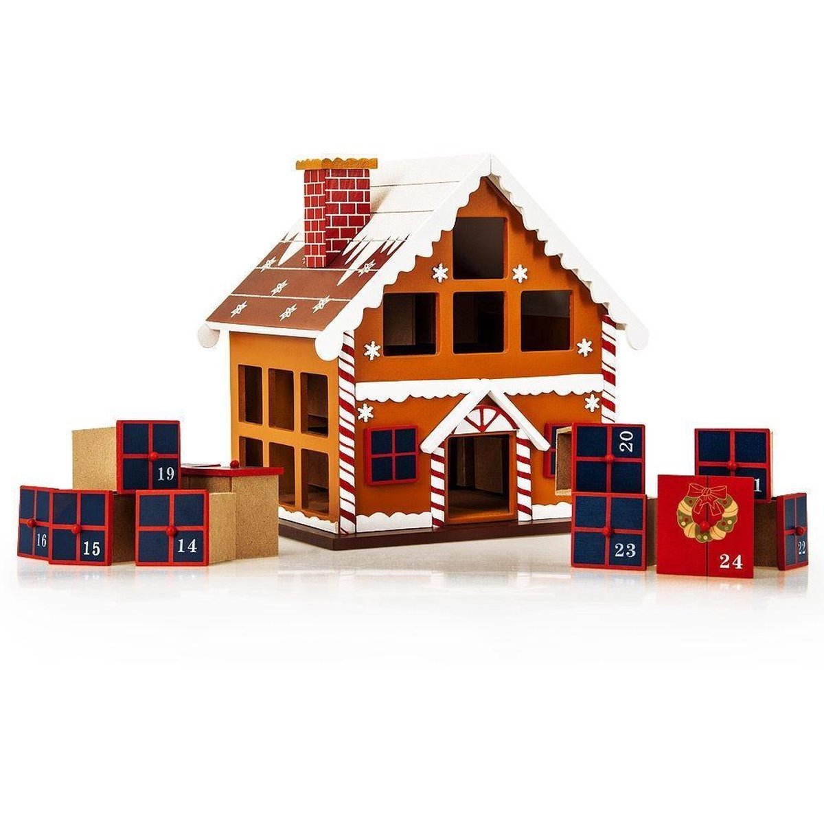 Advent Calendar - Winter House - 29x21x32 cm - Red - Wood