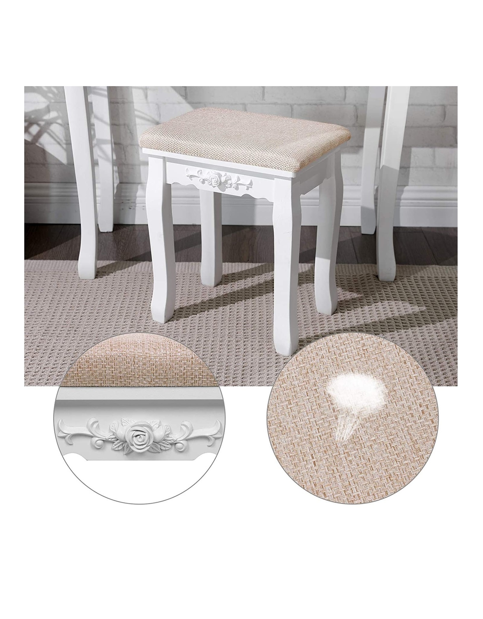 Parya Home Parya Home - Make up table - Dressing table with mirror - White