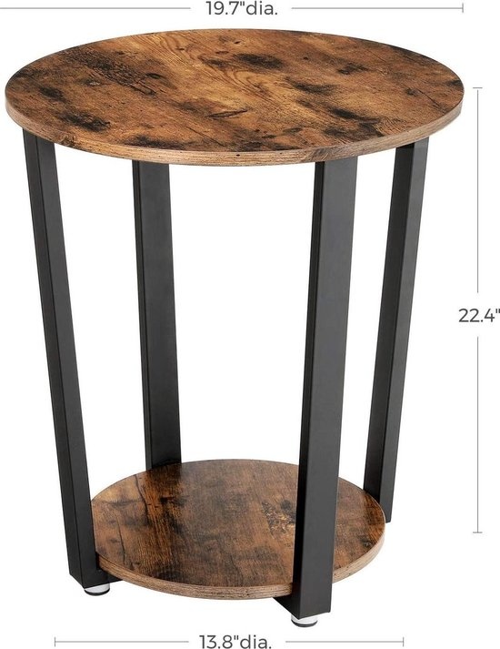 Bijzettafel industrieel - Donkerbruine tafel - 50x50x57 Bijzettafel industrieel - Donkerbruine tafel - 50x50x57