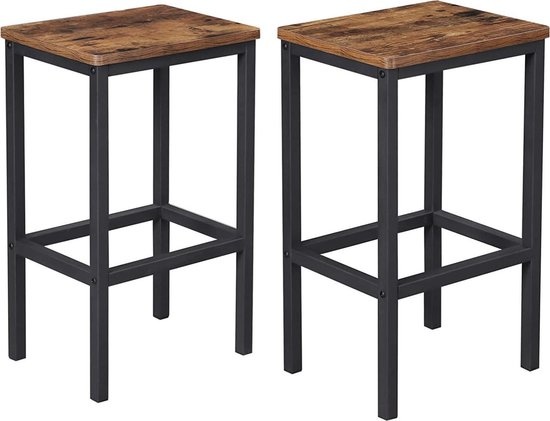 Parya Home - Barkruk Set Van 2 - Vintage look kruk - Industrieel Zwart - 40 x 30 x 65 cm Parya Home - Barkruk Set Van 2 - Vintage look kruk - Industrieel Zwart - 40 x 30 x 65 cm