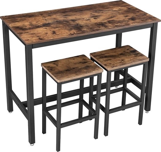 Vasagle - Bartafel Set - 120x60x90 - Donkerbruin Vasagle - Bartafel Set - 120x60x90 - Donkerbruin