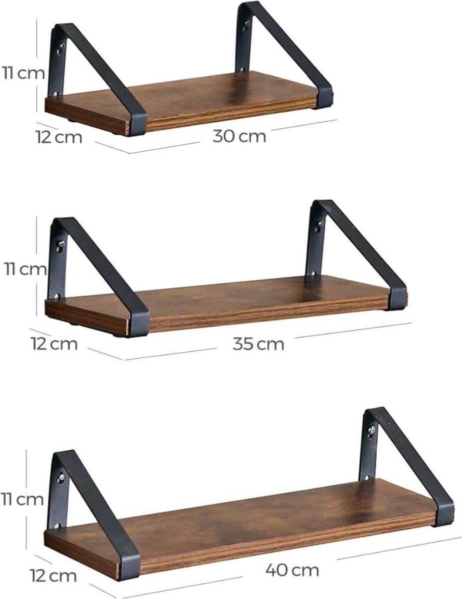 Vasagle - Wandplanken- Set van 3 - 44,2 x 15,6 x 8,2 cm