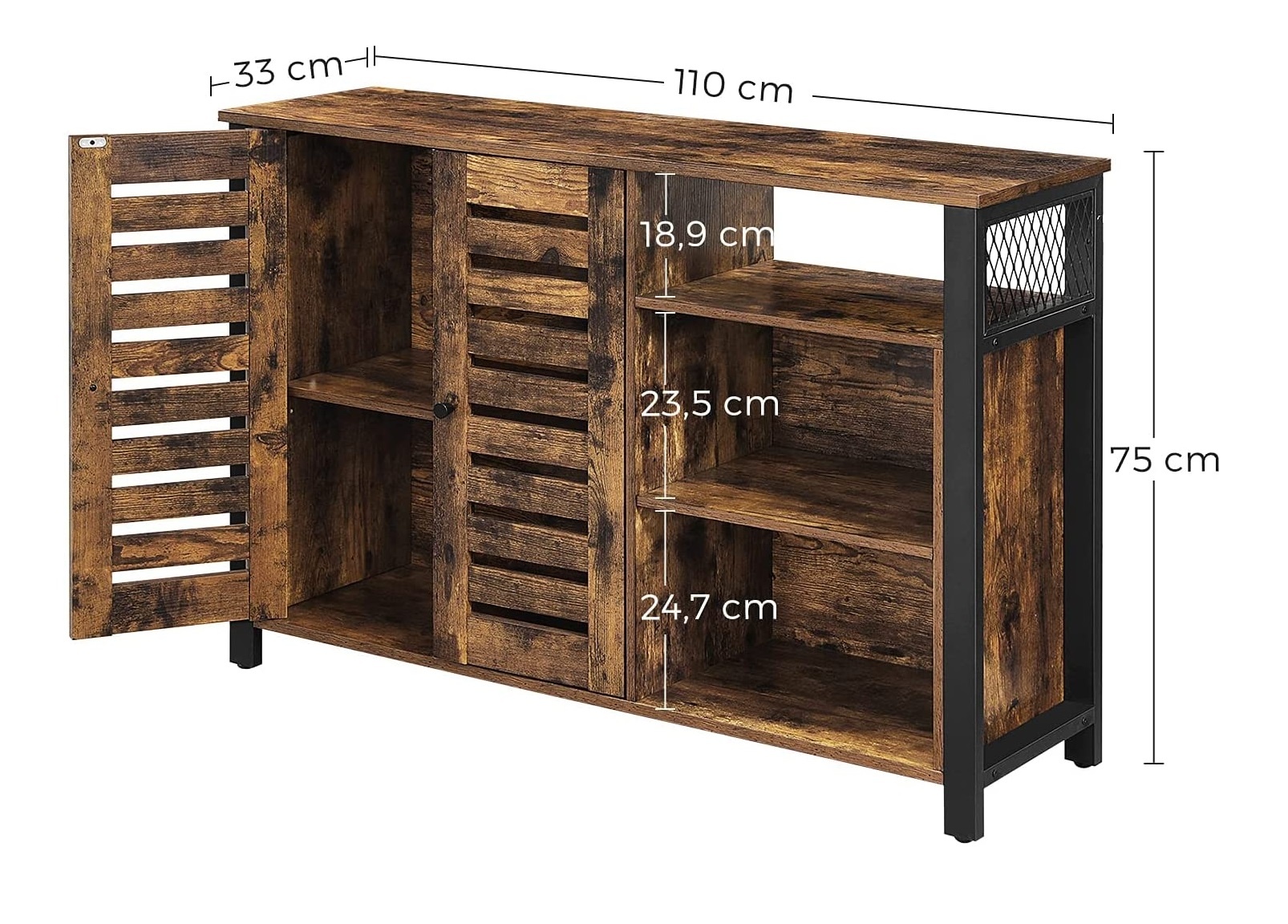 Parya Home - Sideboard - Industriell - Braun - Holz
