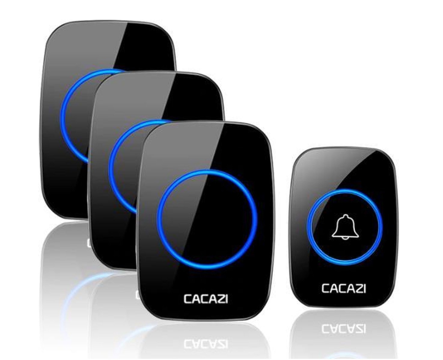 Cacazi - Draadloze Deurbel - 3 Ontvangers - Zwart Cacazi - Draadloze Deurbel - 3 Ontvangers - Zwart