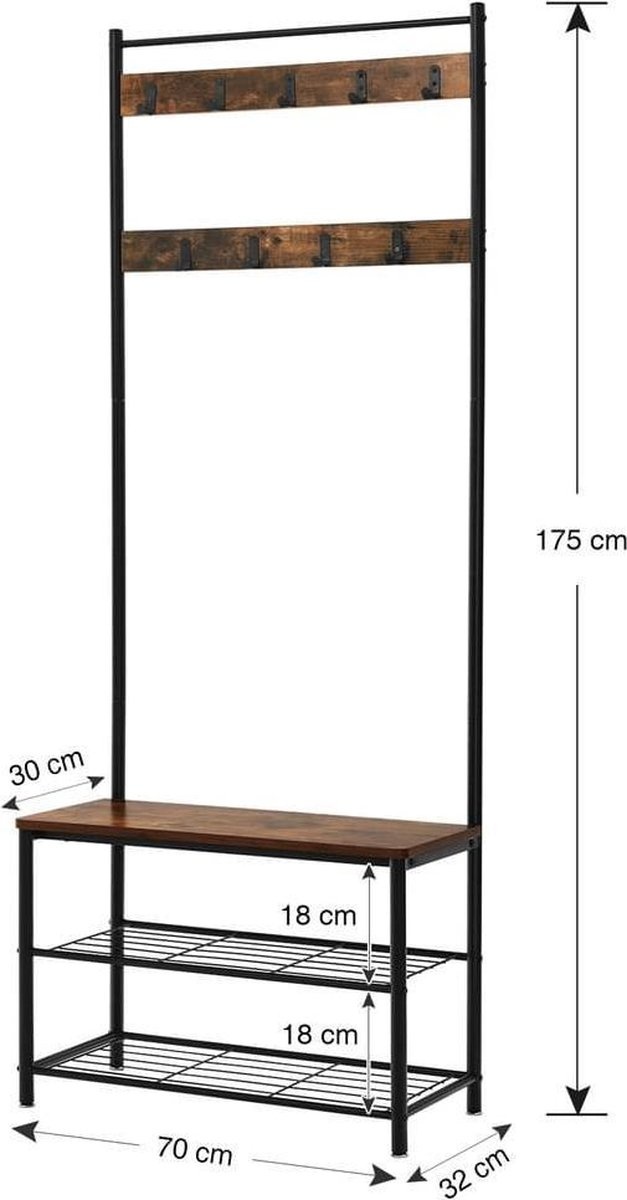 Vasagle- Multifunktions-Garderobe - Vintage - Dunkelbraun