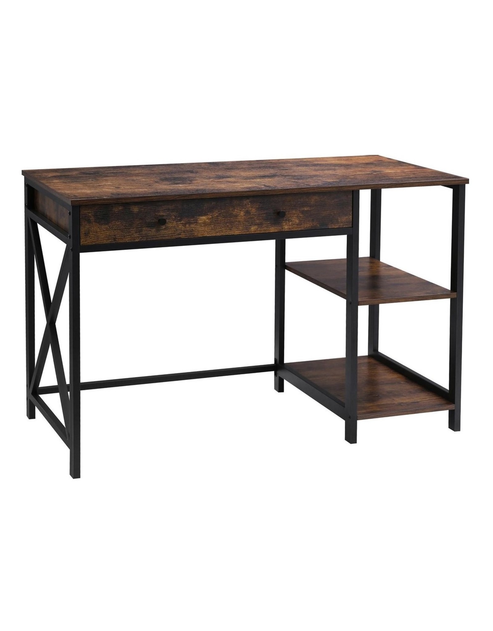 Parya Home Parya Home - Wooden Desk - Computer Table - Dark Brown - Metal