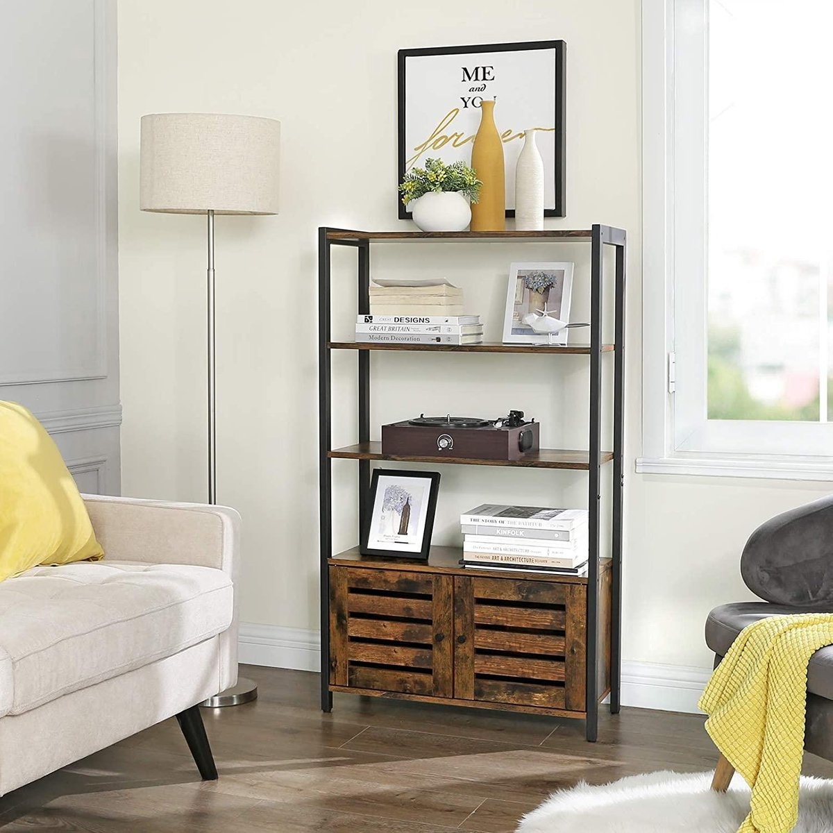 VASAGLE Bücherregal - Kommode - Industriedesign - 70 x 30 x 121,5 cm