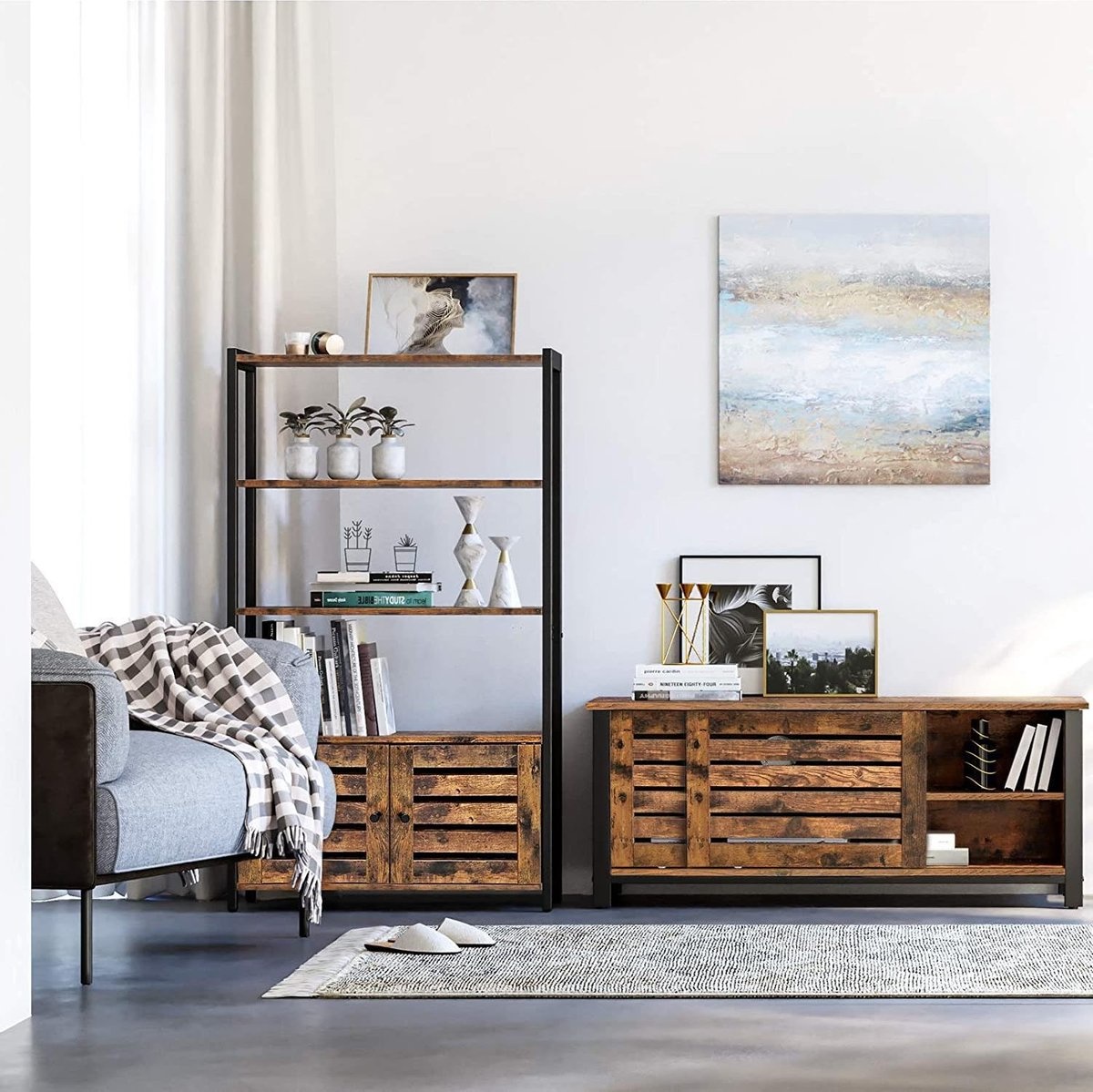 VASAGLE Boekenkast - ladenkast - industriële design - 70 x 30 x 121,5 cm