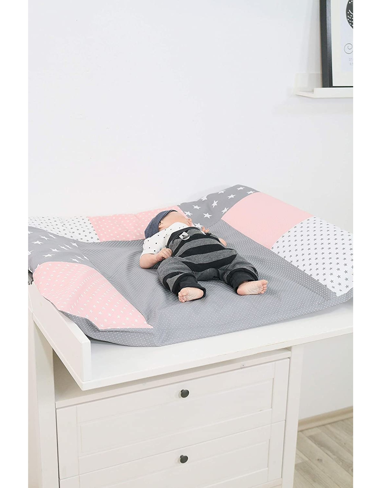 Ullenboom Ullenboom® changing mat cover pink, grey (85 x 75 cm, cotton)