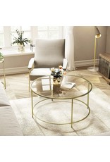 Parya Home Parya Home - Round Coffee Table - Glass Plate - Metal Frame - Coffee Table - Gold