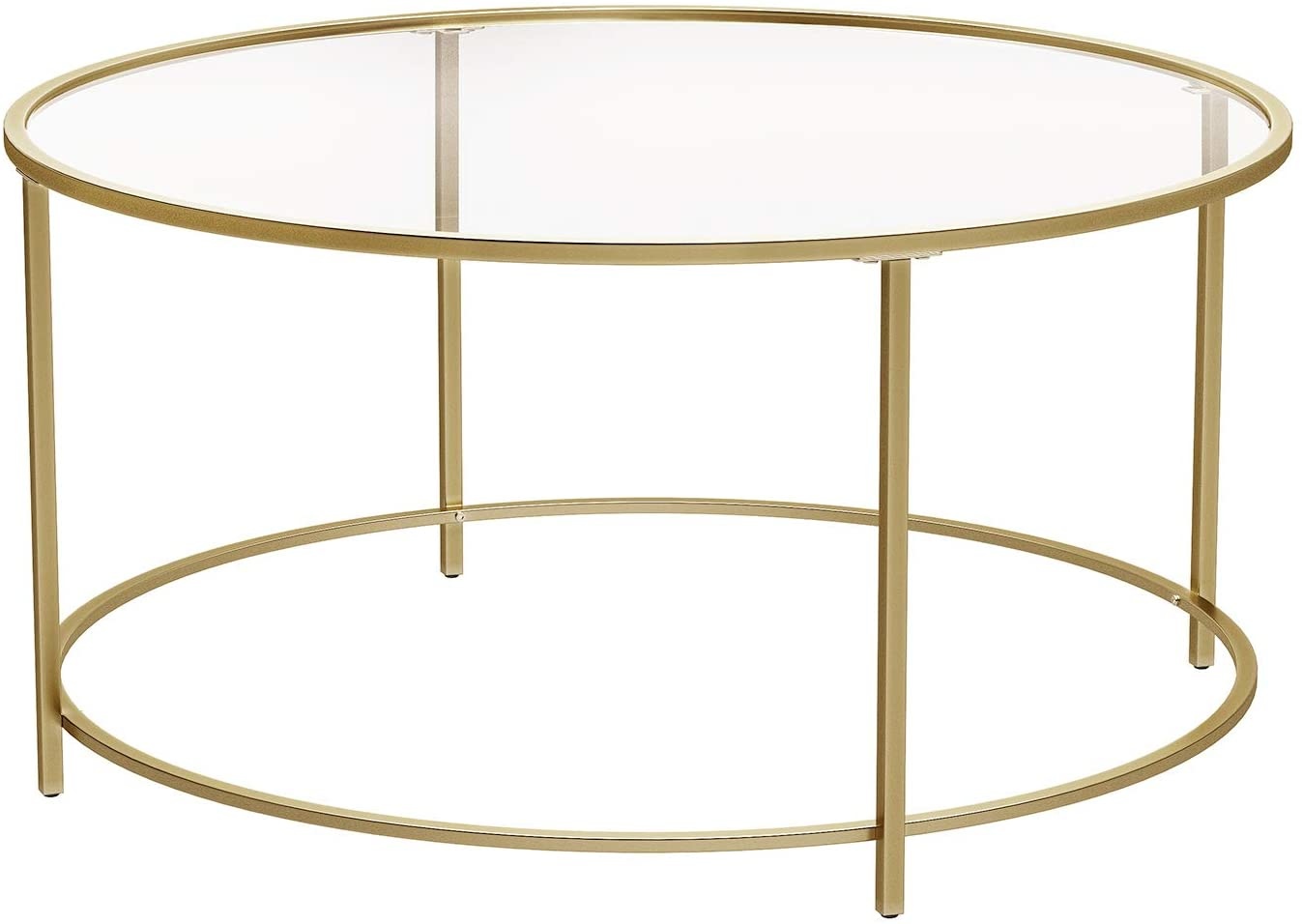 Parya Home - Ronde Salontafel - Glazen Plaat - Metalen Frame - Koffietafel - Goud