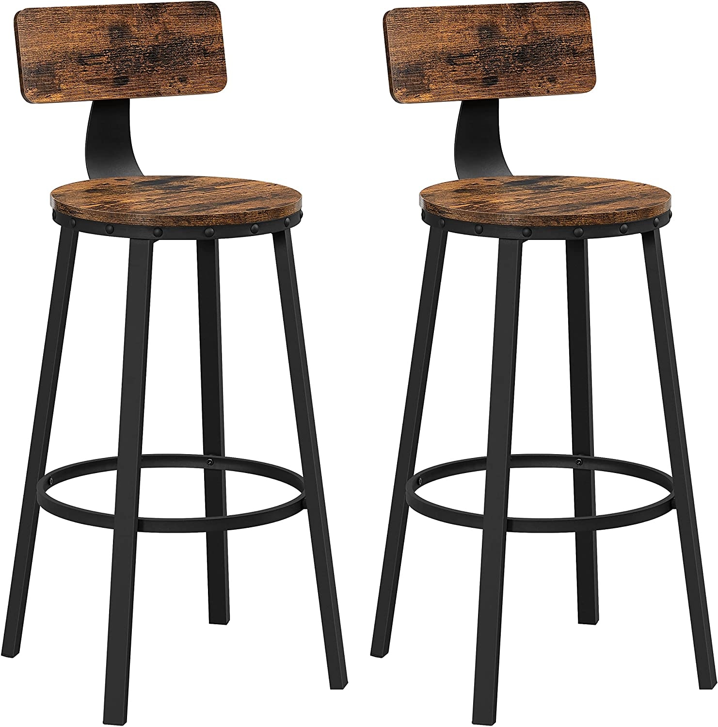 Parya Home - Houten Barstoelen - Metalen Frame - Industrieel - Set van 2