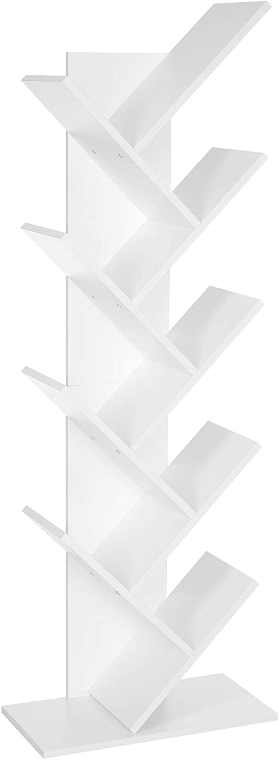 Parya Home - Weißes Bücherregal - Stehendes Bücherregal - 8 Fachböden - Holz