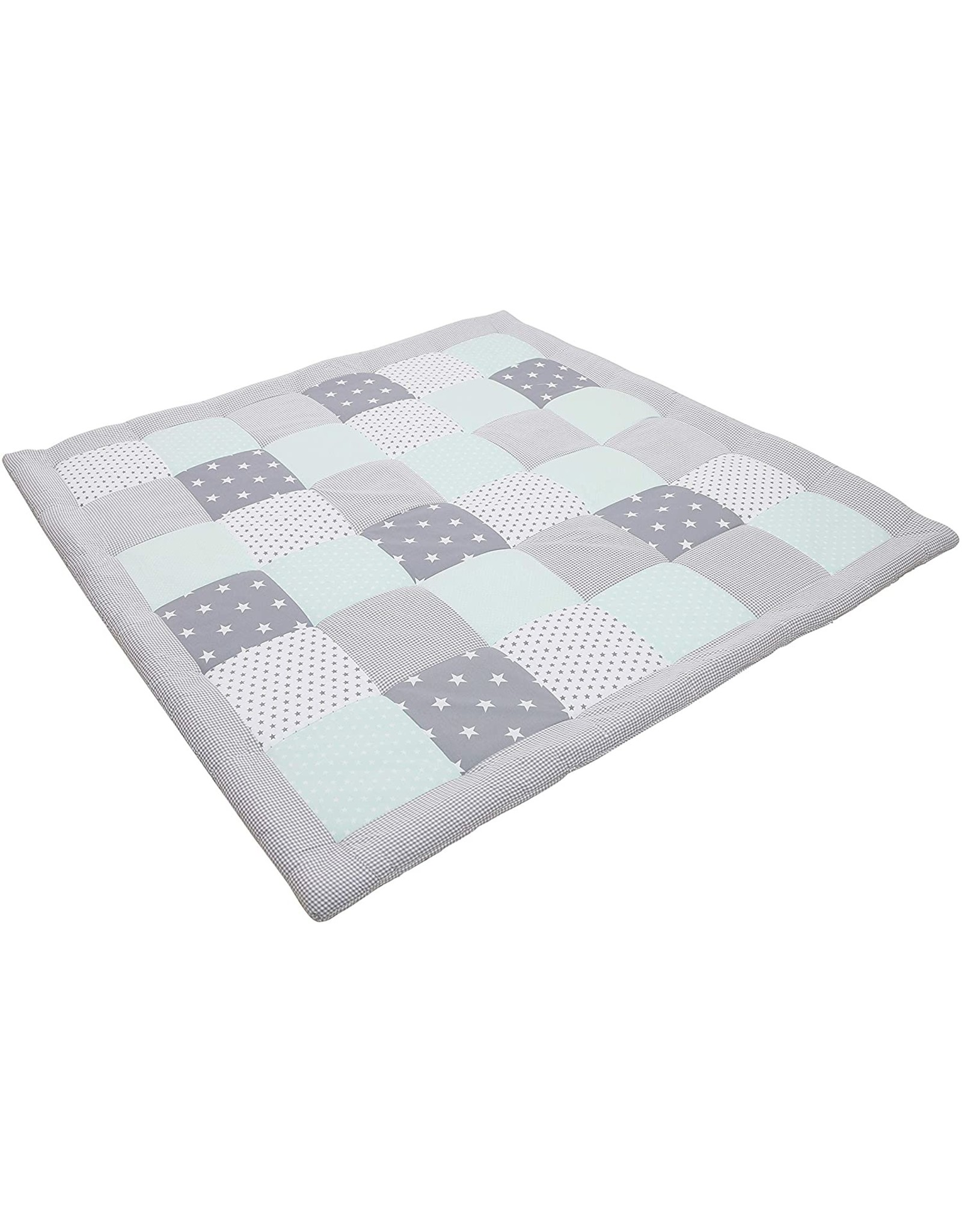 Ullenboom ULLENBOOM ® Baby crawling blanket, 140 x 140 cm, mint gray (Made in EU), crawling blanket for babies with 100% ÖkoTex cotton, ideal as baby blanket and play blanket